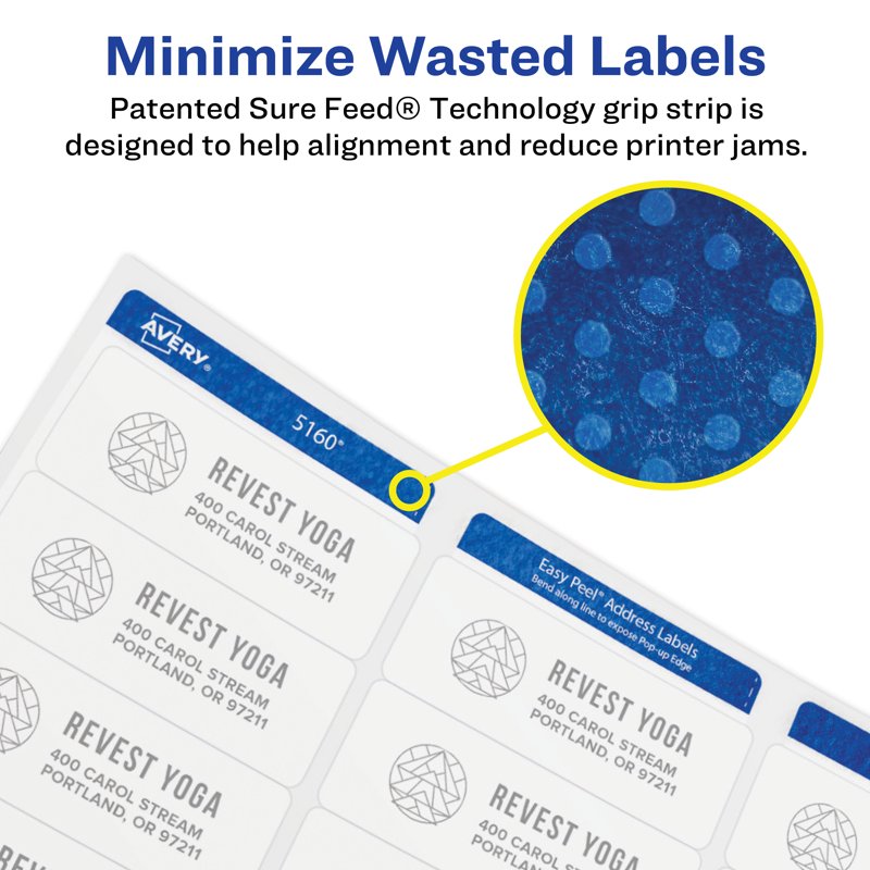 Printable Address Labels 1" x 2-5/8" White 750 Count - Laser Compatible, Easy Peel