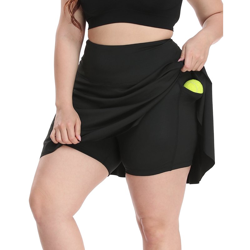 Plus Size Tennis Skort with Built-In Shorts - Pleated Athletic Skirt for Women
