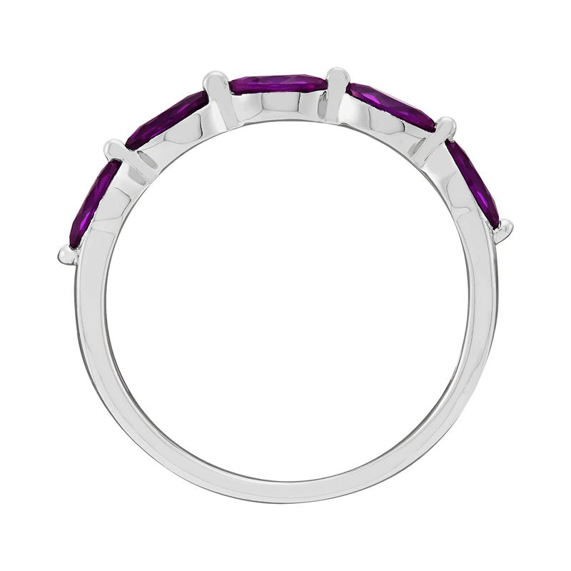 Simulated Amethyst Marquise Ring in Sterling Silver - Stackable Jewelry