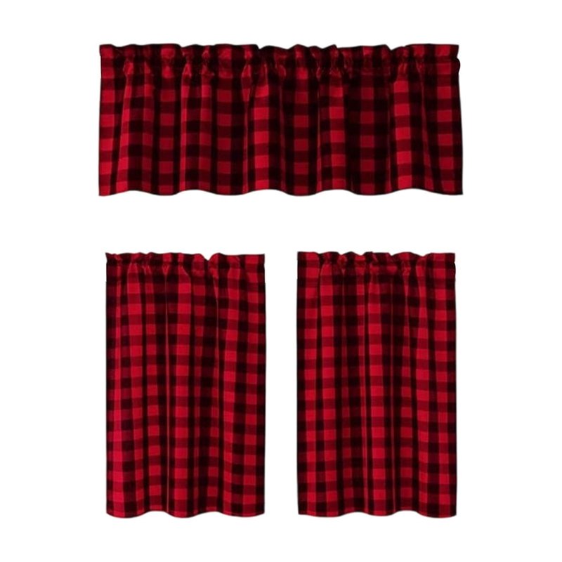 Farmhouse Kitchen Curtains 3-Piece Set Blackout Rod Pocket Window Drapes