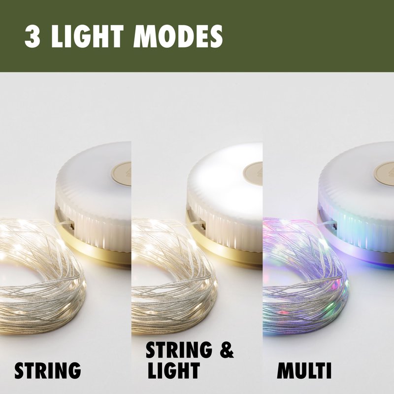 2-in-1 Camping Light with 600-Lumen Lantern & 32.5 ft String Light - Rechargeable