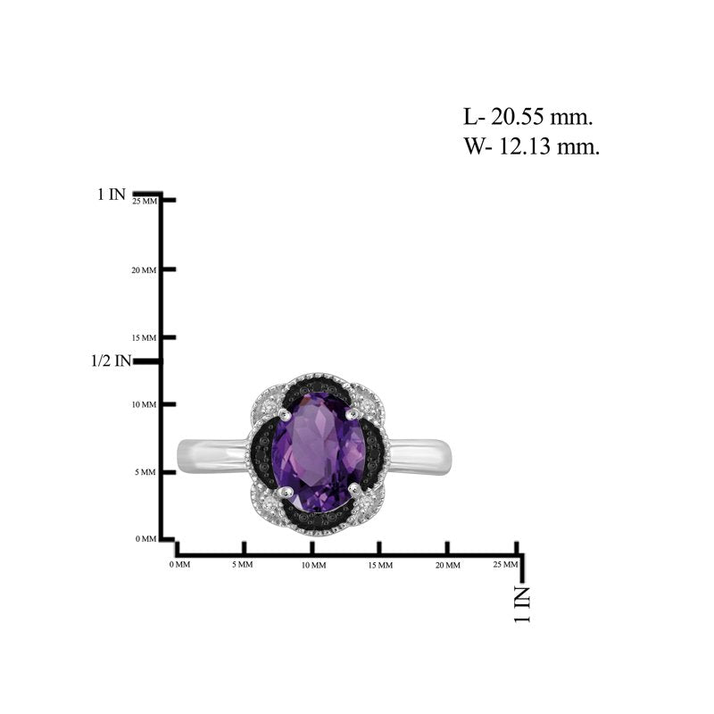 Sterling Silver Amethyst & Diamond Accent Ring - 1.65 Carat T.W. Gift-Ready Jewelry