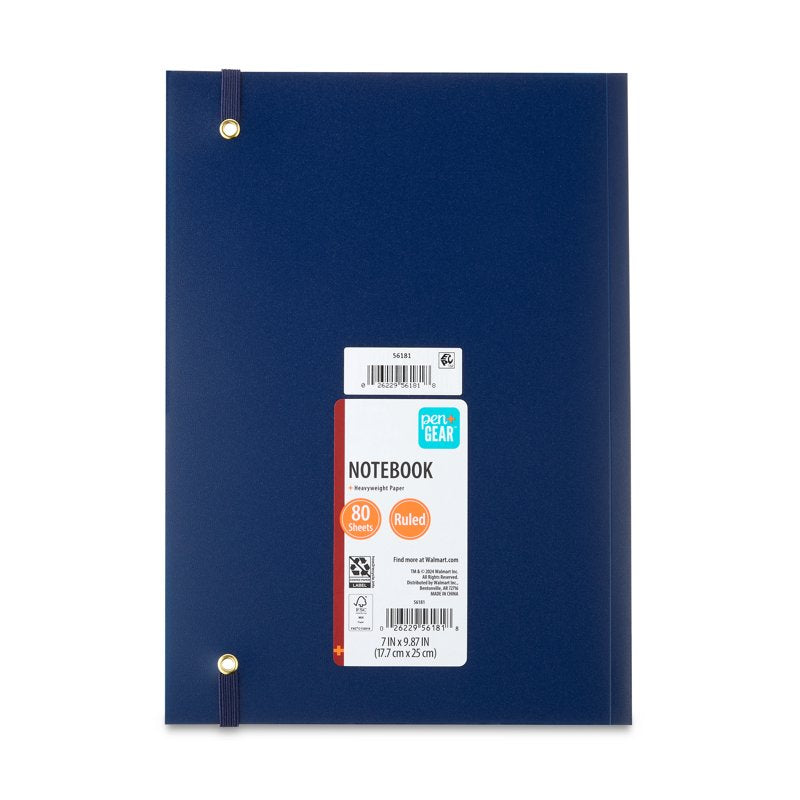 Poly Notebook - Blue, 7 x 9.87 Inch, 80 College-Ruled Pages, Durable Cover
