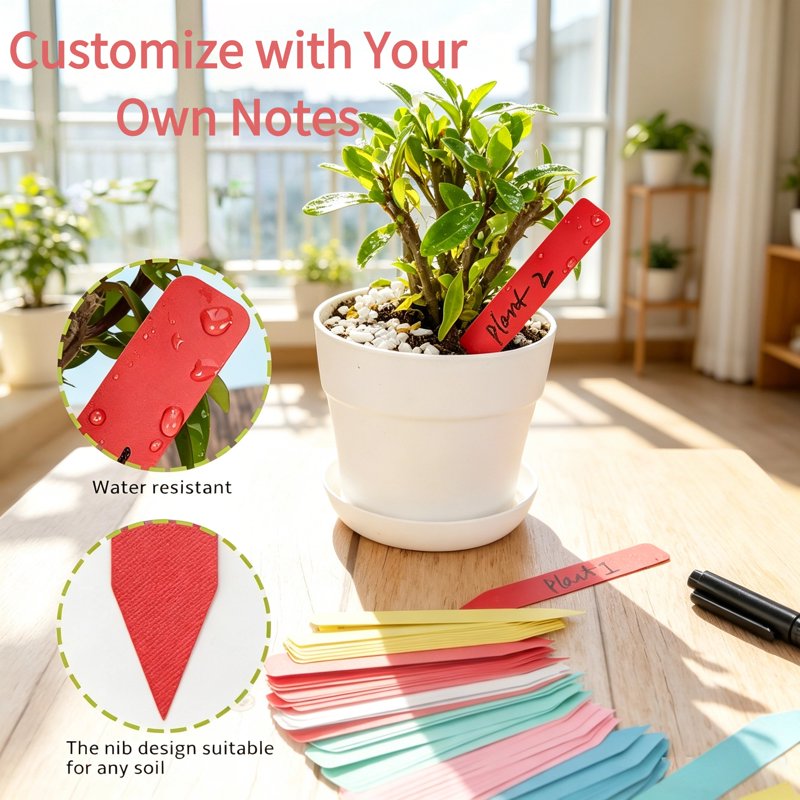 200Pcs Waterproof Plastic Plant Labels with Marker Set for Garden & Seedlings