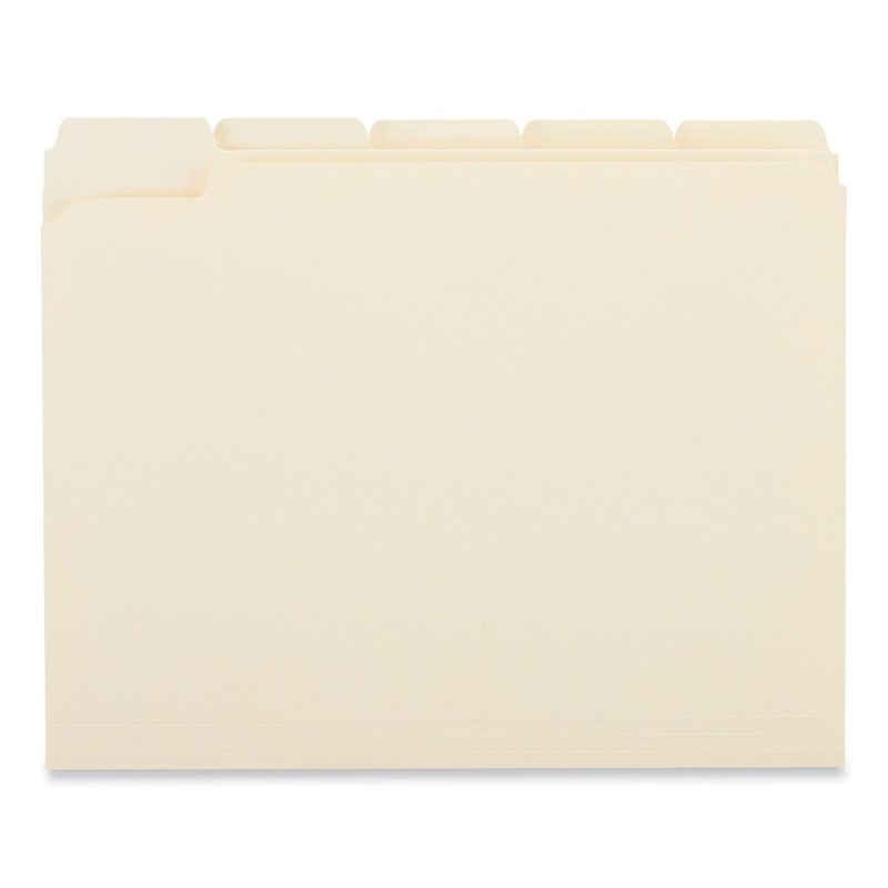Assorted 2-Ply Top Tab File Folders - Manila, Letter Size, 100/Box