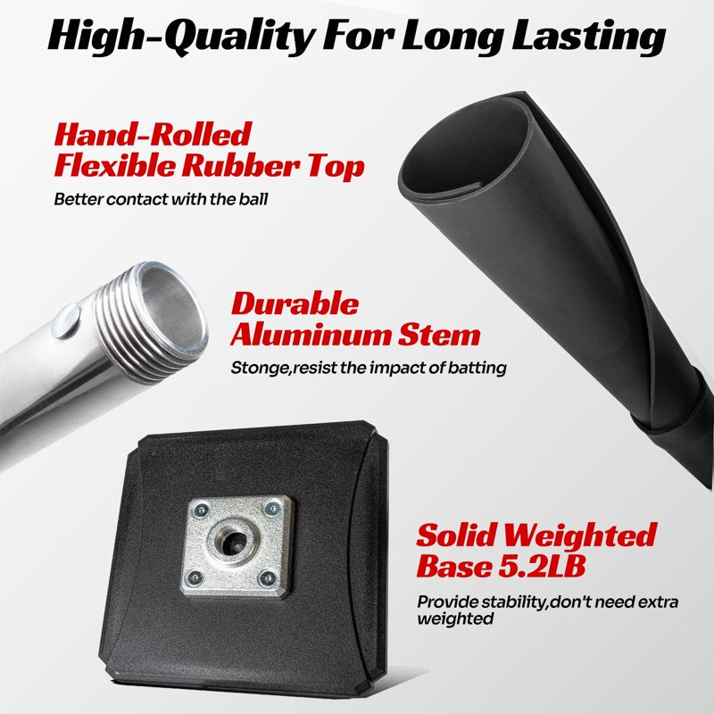 Adjustable Portable Batting Tee for Baseball & Softball Practice - 25-37 Inches