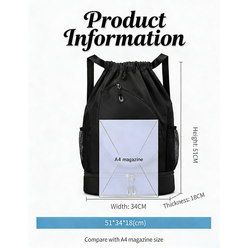 Sports Backpack with Shoe Compartment and Racket Sleeve - Gym & Court Bag