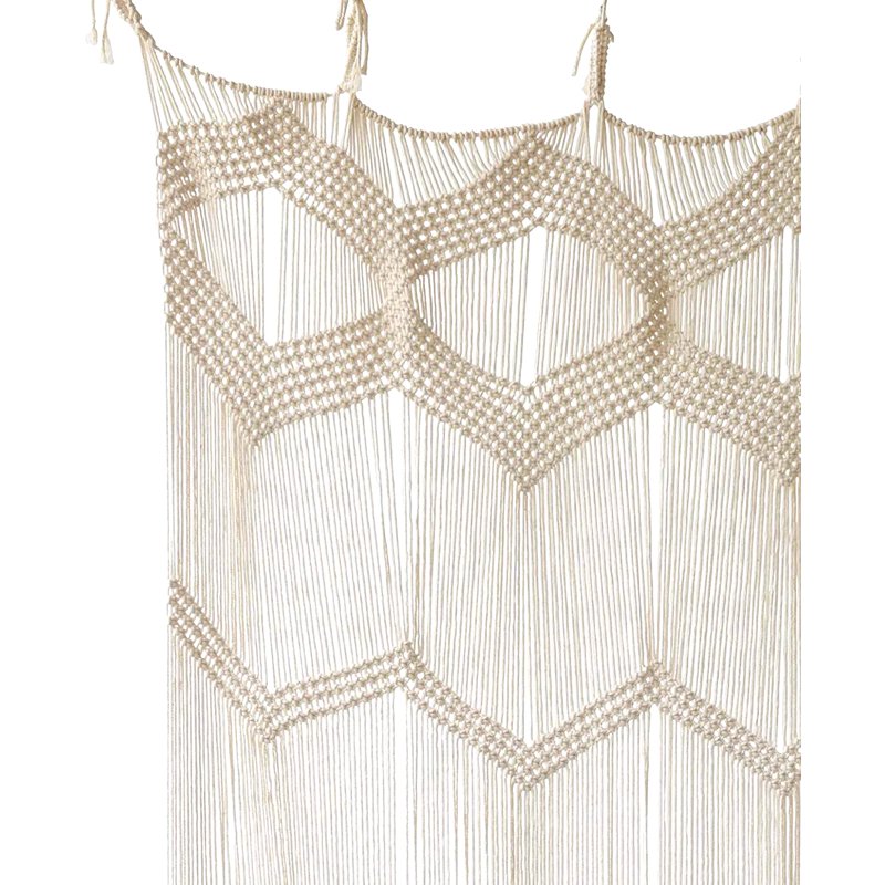 Boho Handwoven Cotton Macrame Curtain for Doorway & Window Decor 42x75 Inches