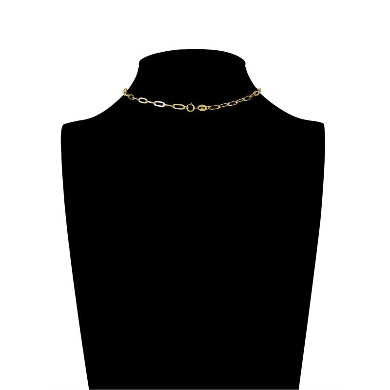 Gold & Silver Paperclip Chain Necklace for Charms - 16 Inch with Extender