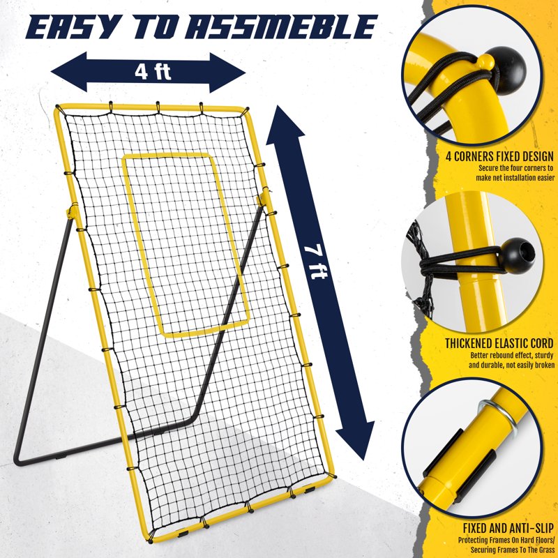 Volleyball Rebounder Net for Practice - Adjustable Angles 7x4 ft Training Equipment