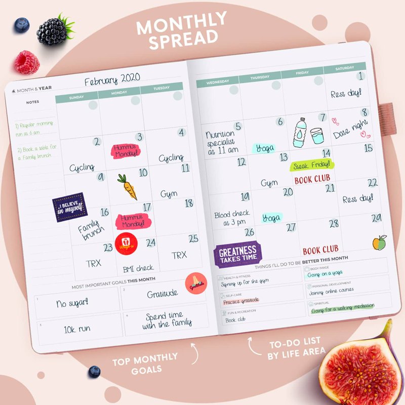 Wellness Planner - 6-Month Undated Health & Fitness Journal - Rose Gold