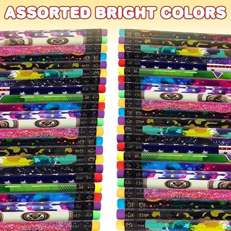 Kids Pencils Set with Erasers - 24 Colorful Wooden Writing & Drawing Pencils