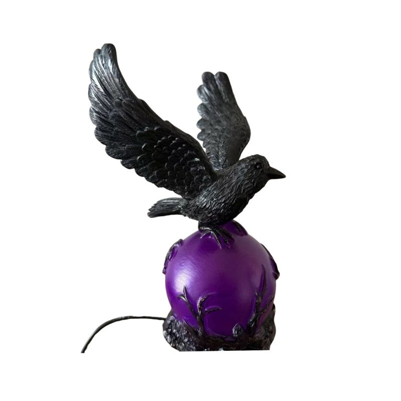 Gothic Crow LED Light Sculpture - Halloween Desk & Bedside Lamp Decor