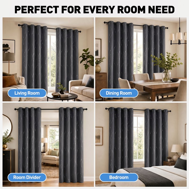 Blackout Curtains Set of 2 - Thermal Insulated Room Darkening Window Drapes