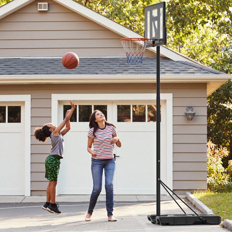 Adjustable Height Portable Outdoor Basketball Hoop System - 6.1 to 10 ft, Shatterproof