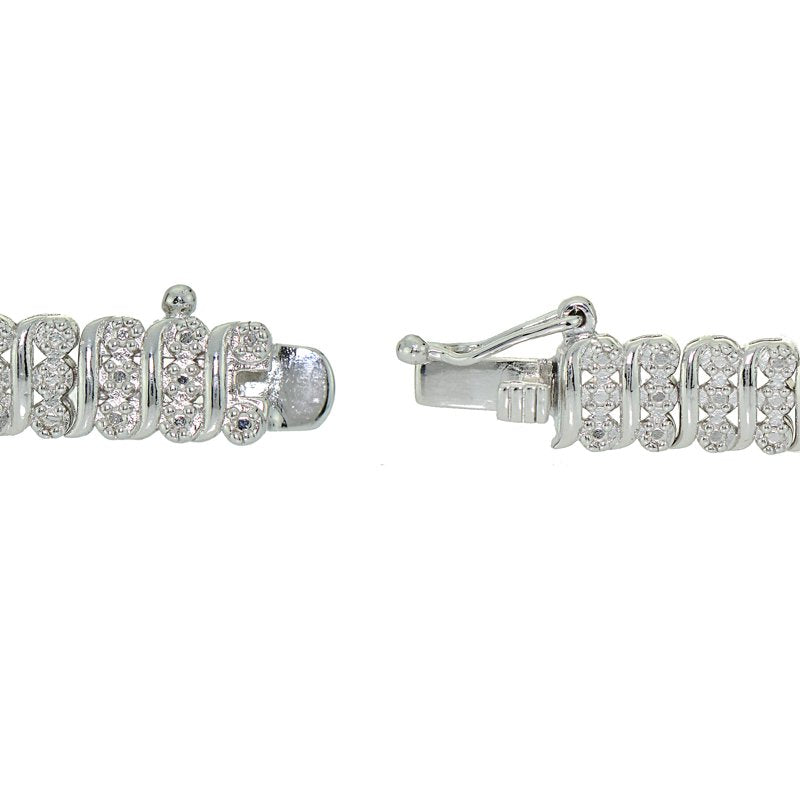 Silver Tone 0.25ct Diamond S Pattern Tennis Bracelet - Elegant Jewelry Gift