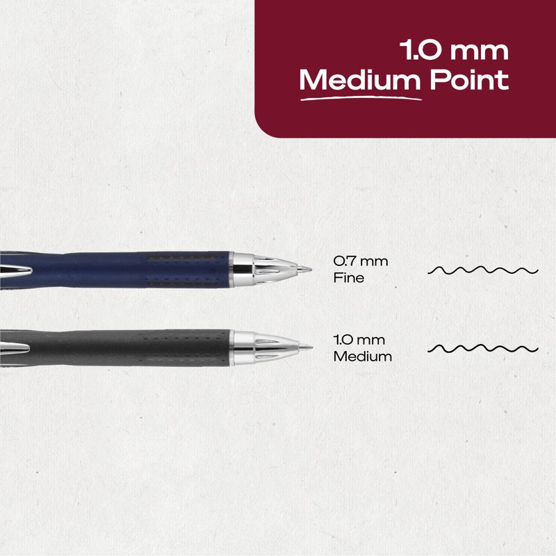 Retractable Ballpoint Pens with Hybrid Ink - Black, 12 Pack
