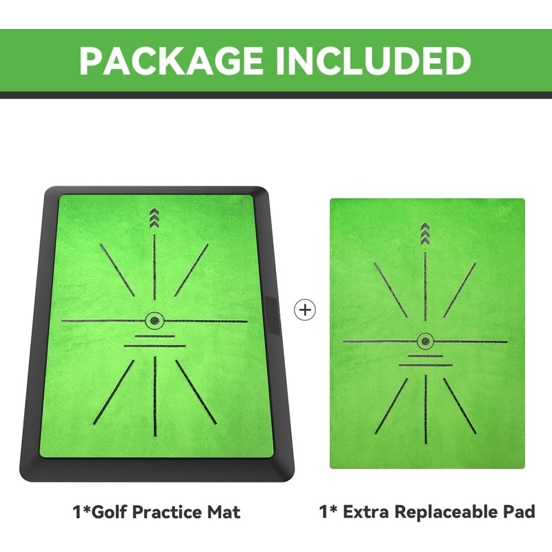 Golf Hitting Mat with Swing Path Feedback and Replaceable Turf - Indoor Outdoor Practice Equipment