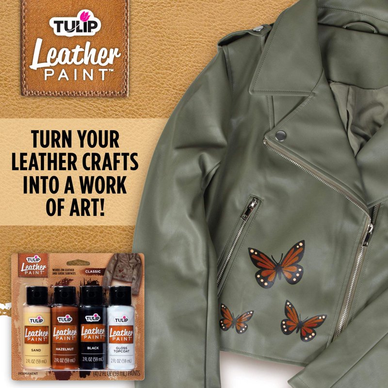 Leather Paint Set - 4 Pack Includes Neutral Colors & Gloss Topcoat