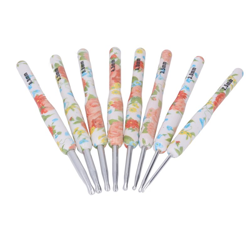 Ergonomic Colorful Crochet Hook Set - Aluminum Knitting & Embroidery Tools, 8 pcs