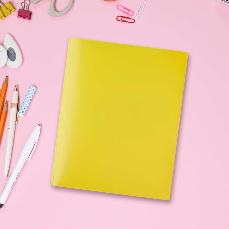 Yellow 1-Pocket Folder with 3-Hole Prong Fasteners - 9.57 x 11.73 Inches