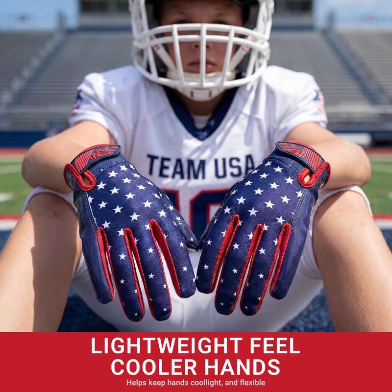 Football Gloves for Youth & Adults with Sticky Grip Palms - Flag & Receiver Gloves