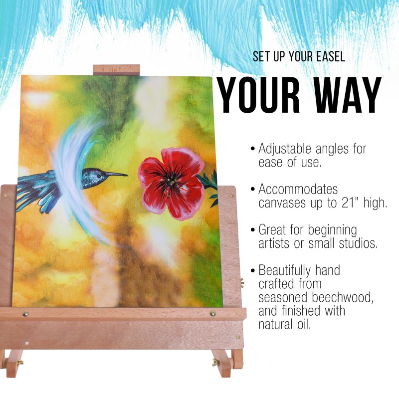 Adjustable Wooden Artist Easel - Desktop Studio Painting & Drawing Board, 27"