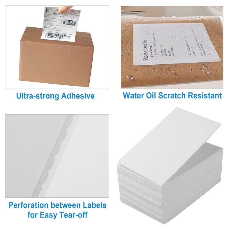 4x6 Thermal Shipping Labels - Waterproof, Strong Adhesive, Fanfold Pack of 500