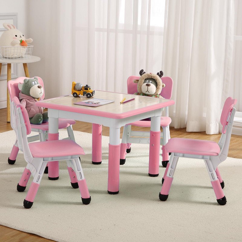 Kids Adjustable Activity Table and Chair Set with Graffiti Desktop for Ages 2-10
