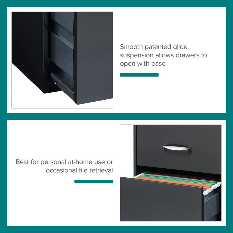 Steel 3 Drawer File Cabinet with Lock for Home Office & Business - Charcoal