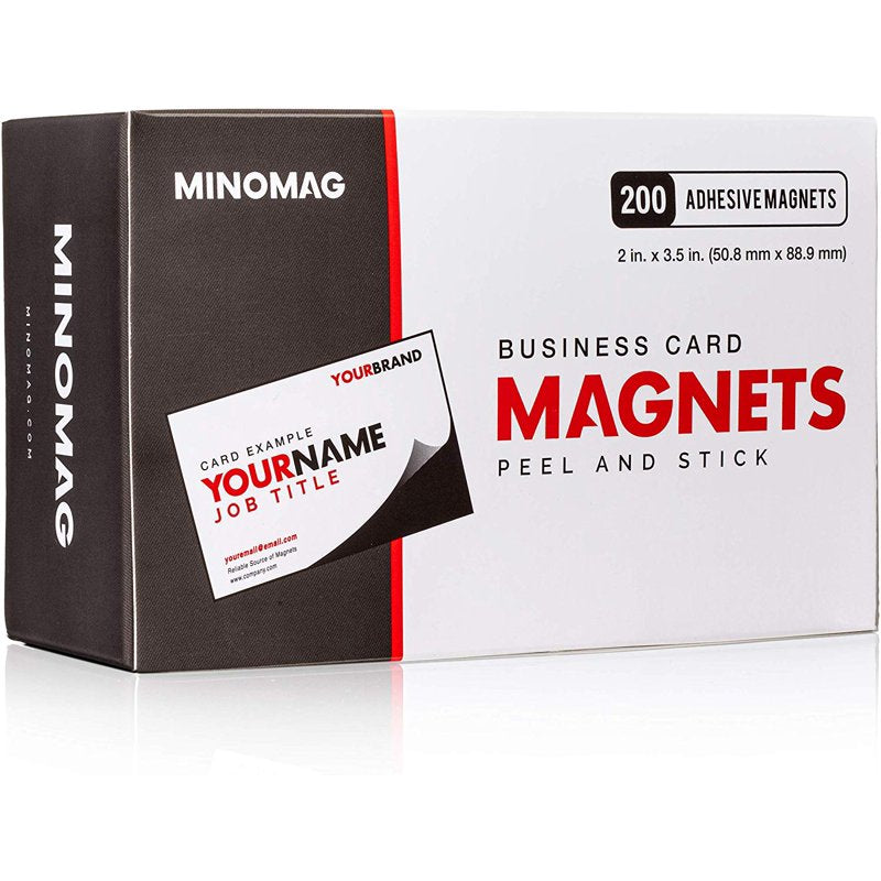 Magnetic Business Card Holders - Peel & Stick Adhesive Backing, 200 Pack
