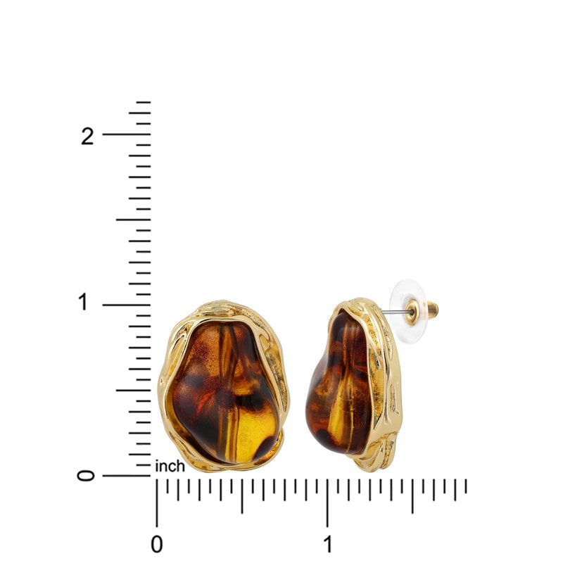 Jessica Simpson Women's Drop Earrings with Brown Stone Accents – Elegant Jewelry Accessory