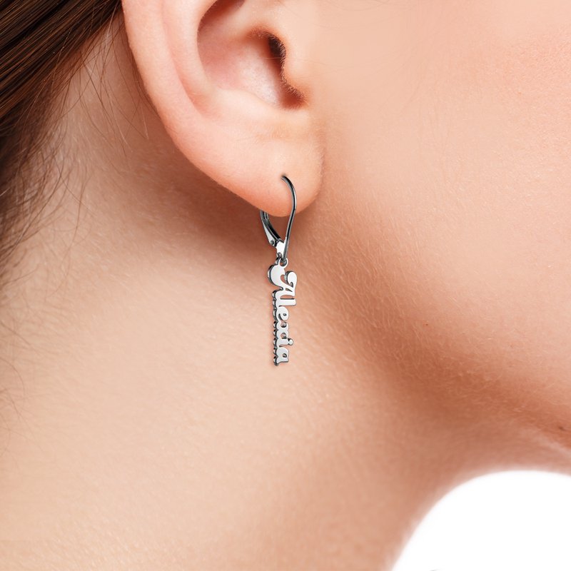 Personalized Women's Sterling Silver or Gold over Silver Name Dangle Earrings