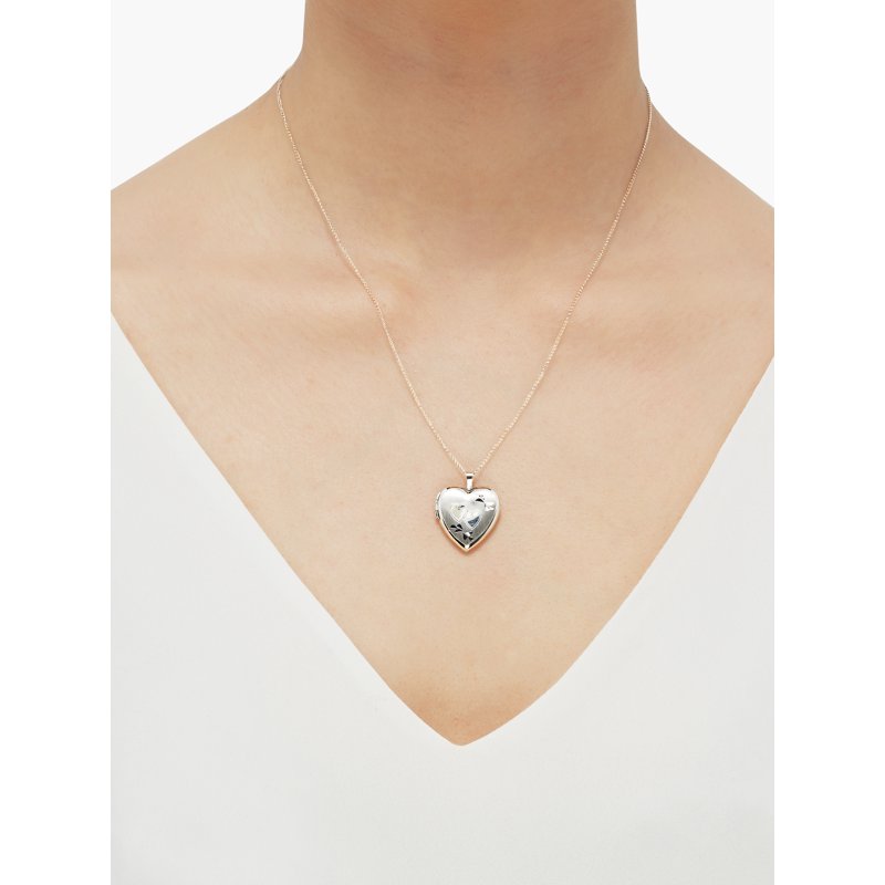 Sterling Silver Double Heart Locket Pendant - 18-Inch Chain Gift Jewelry