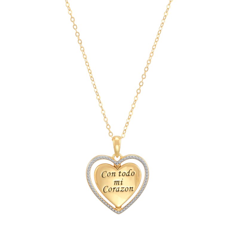 Sterling Silver and Gold Plated Reversible Heart Pendant Necklace, 20-inch Chain