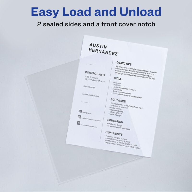 Plastic Document Sleeves Pack of Multiple Sizes - Clear Office Organization