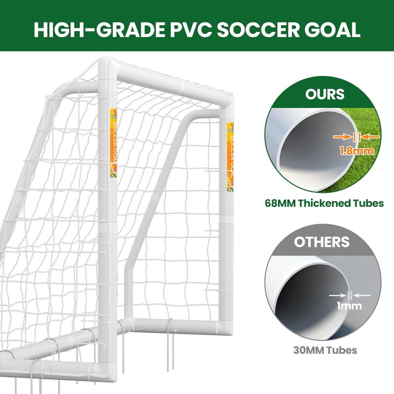 ABORON 6 x 4 ft Foldable Soccer Goal with Net | HPVC Frame, Outdoor Training