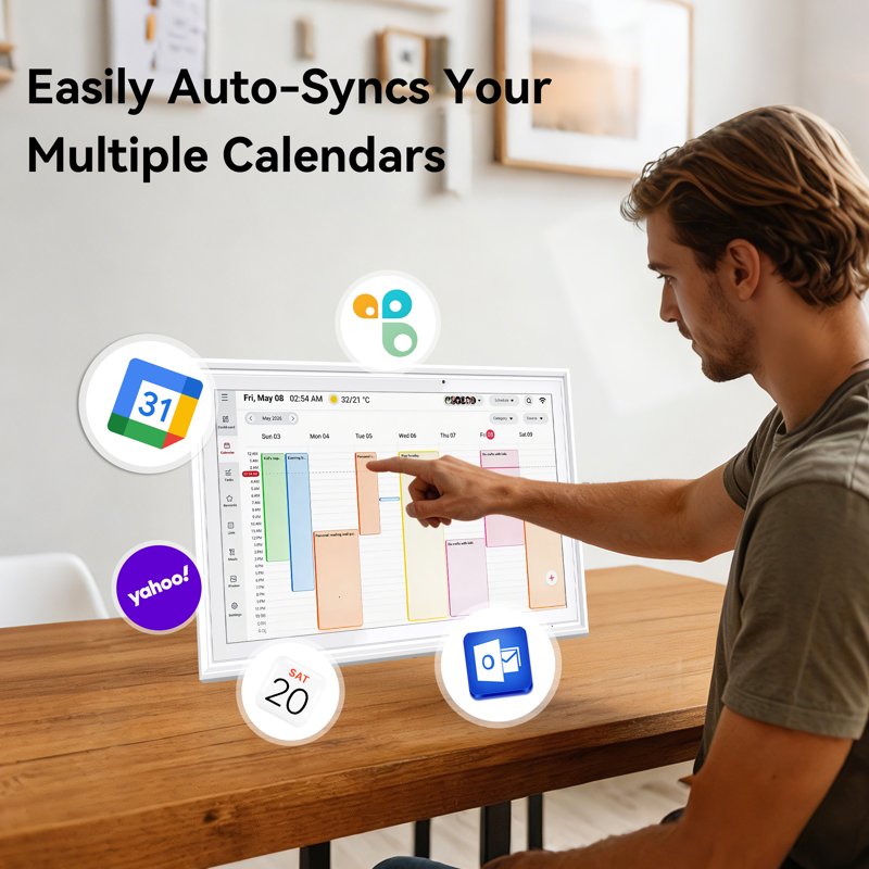 Digital Wall Calendar with Touchscreen and Photo Frame - 15.6 Inch Smart Family Planner