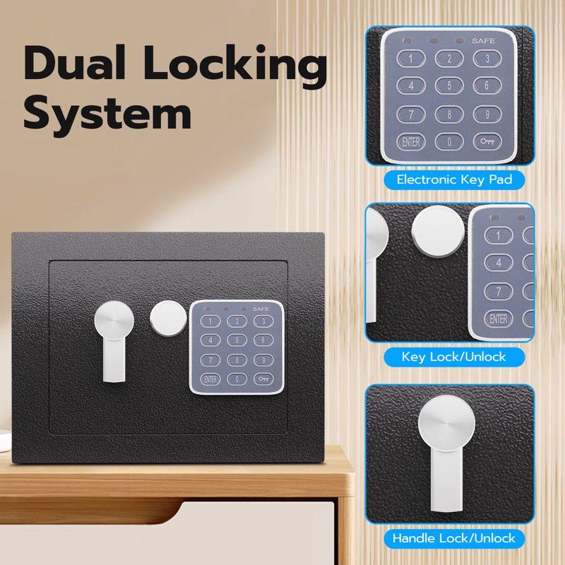 Mini Digital Safe Box with Electronic Keypad for Cash Jewelry & Firearms