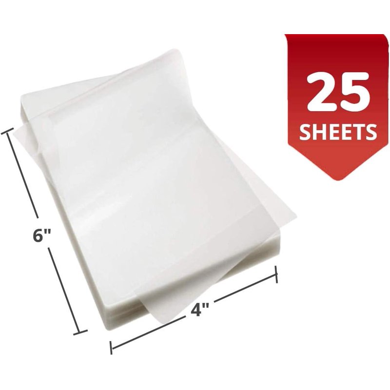 Thermal Laminating Pouches 4x6 Inch - 5 Mil Thick, Pack of 25 for ID and Document Protection