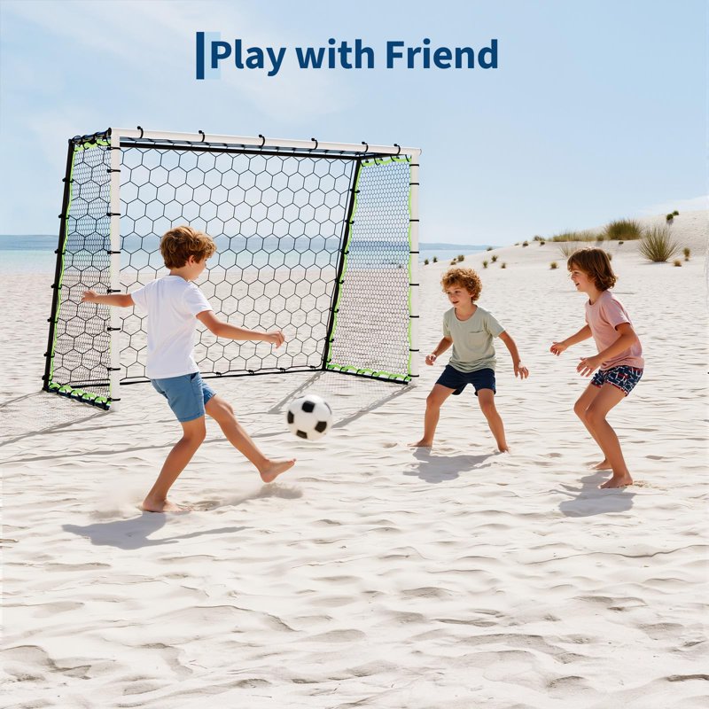GOGRANT 3-in-1 Soccer Rebounder Net 7x5ft - White & Black, Ultra-Responsive, Steel Frame