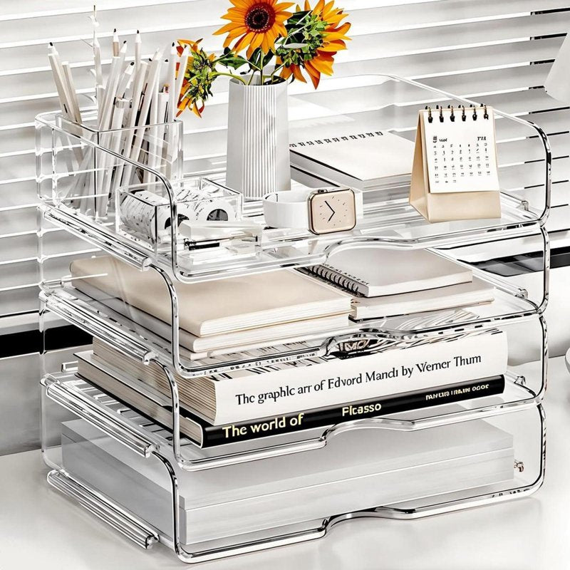4-Tier Stackable Desk Organizer for Paper Files and Office Supplies