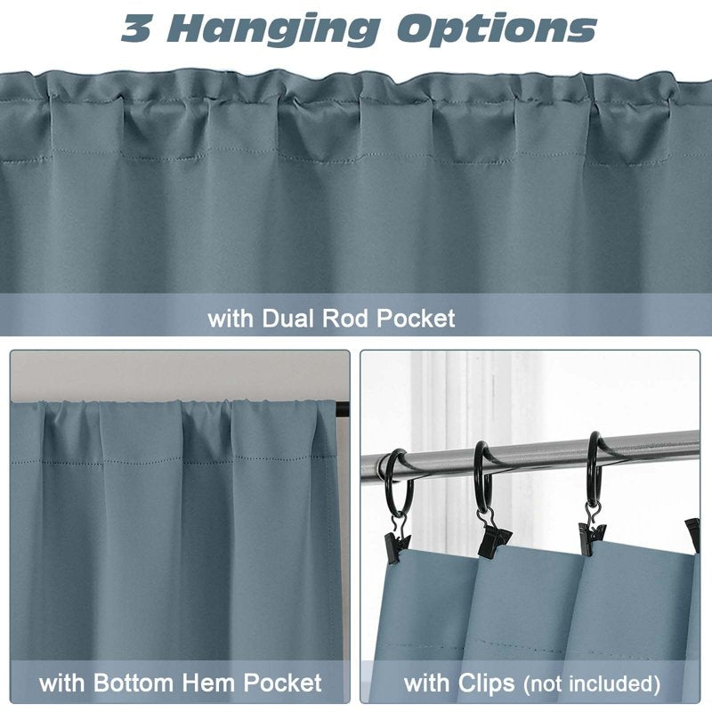 Blackout Window Curtains 30x45 Inches - 2 Pieces, Rod Pocket, Multiple Colors