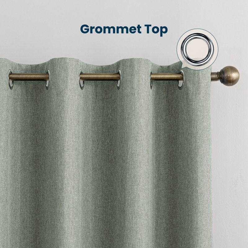 Blackout Linen Look Curtains for Bedroom and Living Room - Thermal Insulated Drapes with Grommets