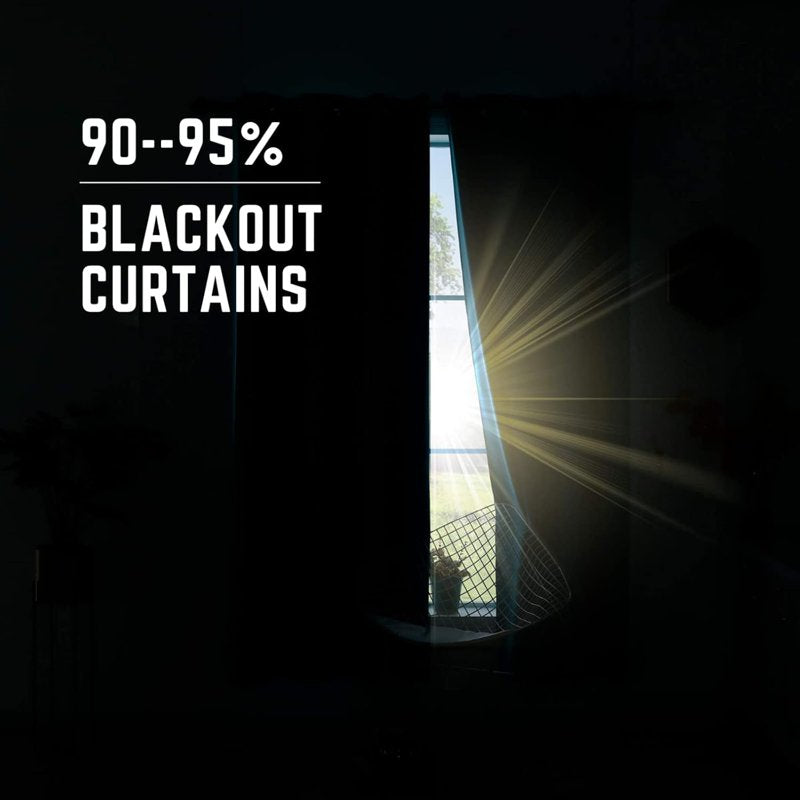 Blackout Thermal Insulated Curtains - Elegant Home Window Drapes, Multiple Sizes