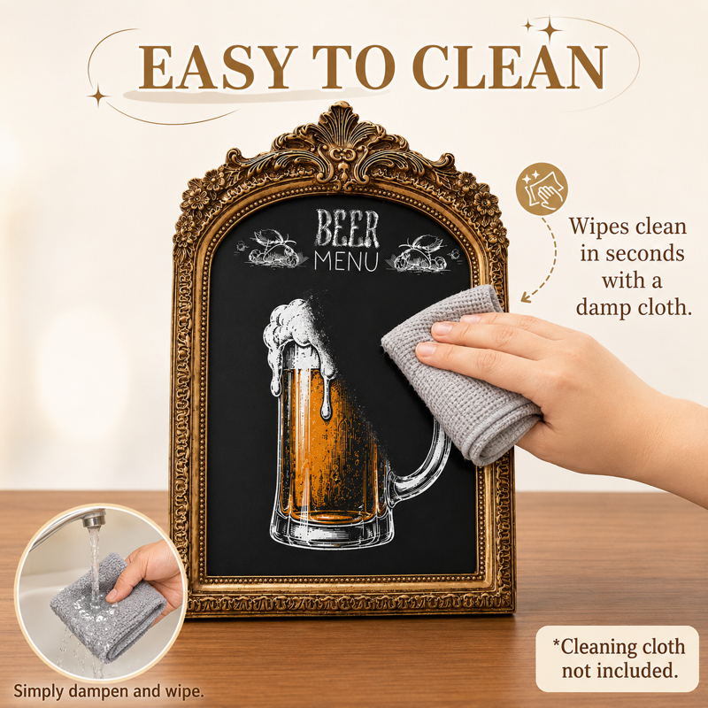 Vintage Gold Frame Tabletop Chalkboard Sign - 7x10 Inch Menu & Event Display