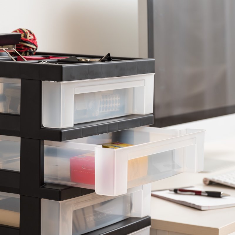 Multi-Purpose Plastic Storage Cart with Rolling Casters for Home & Office