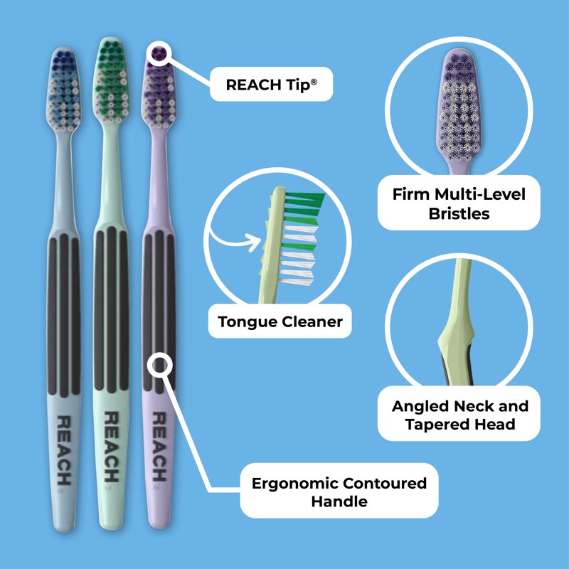 Multipack Angled Neck Toothbrush Set - Assorted Firm & Soft Bristles