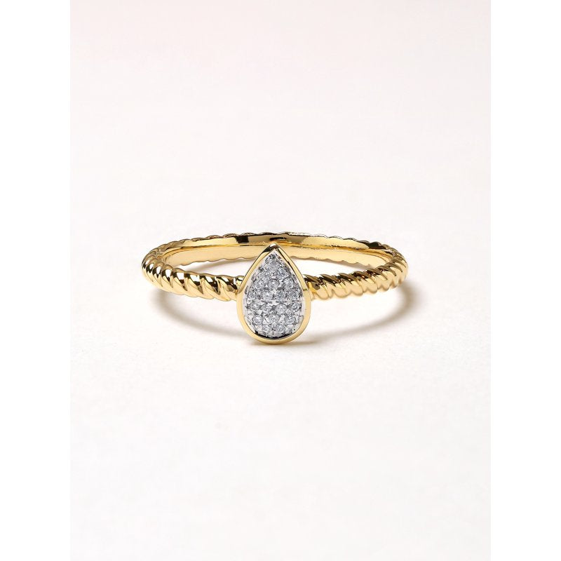 Sterling Silver Diamond Cluster Promise Ring with Pear Shape Design