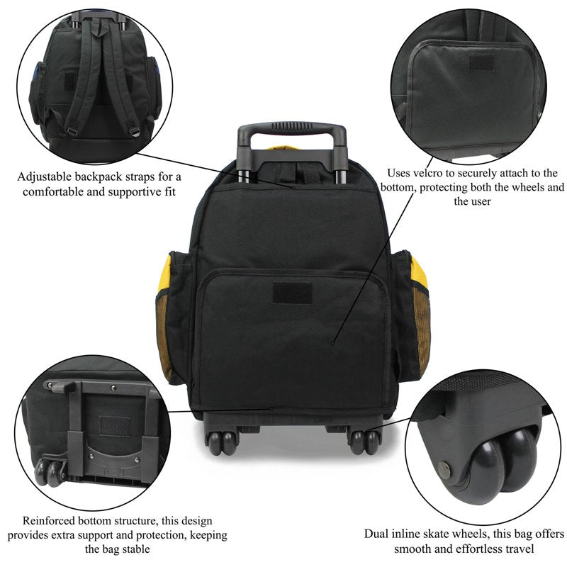 22-Inch Multi-Functional Rolling Backpack Carry-On for Travel & School